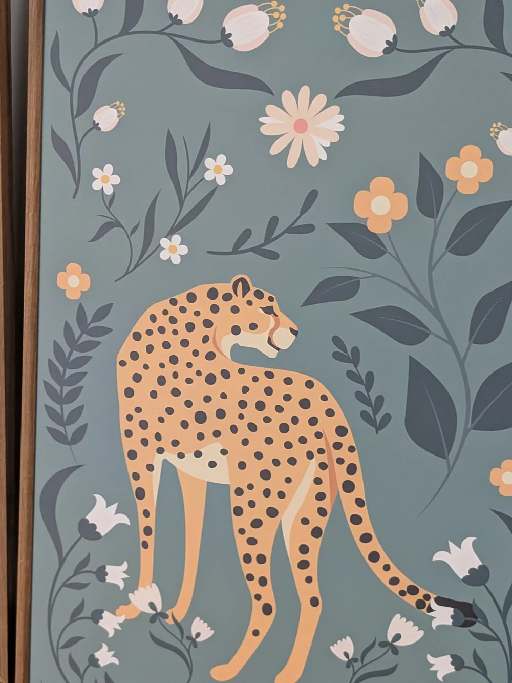 Cheetah Botanical framed canvas wall art Pre Owned,